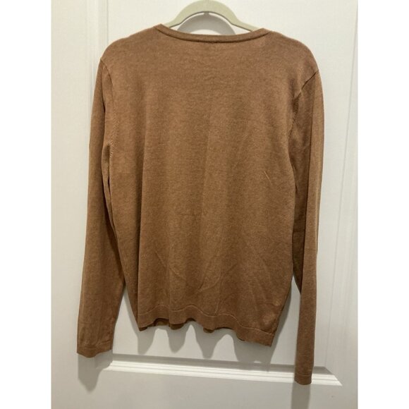 Talbots Classic Crew Neck Cardigan XL Camel Button Front Long Sleeve - Picture 5 of 8